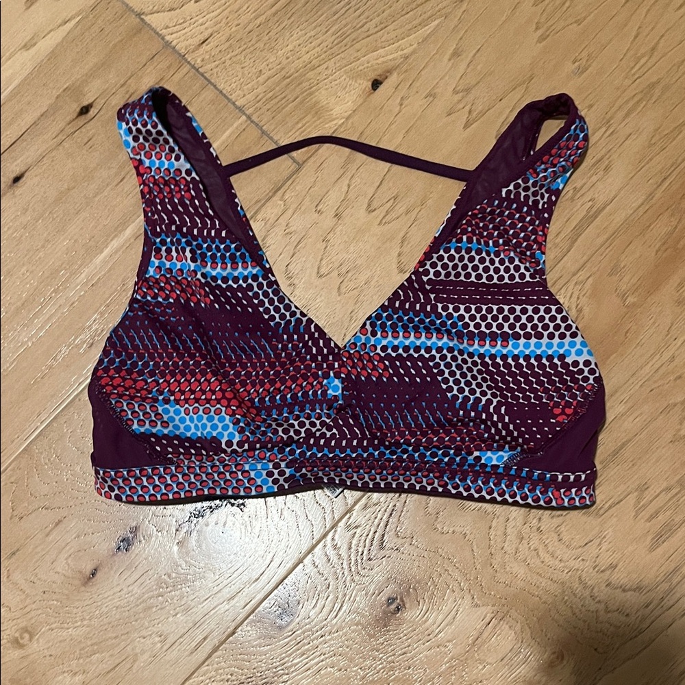 VSX Plum Sports Bralette with Blue and Red Dot Print